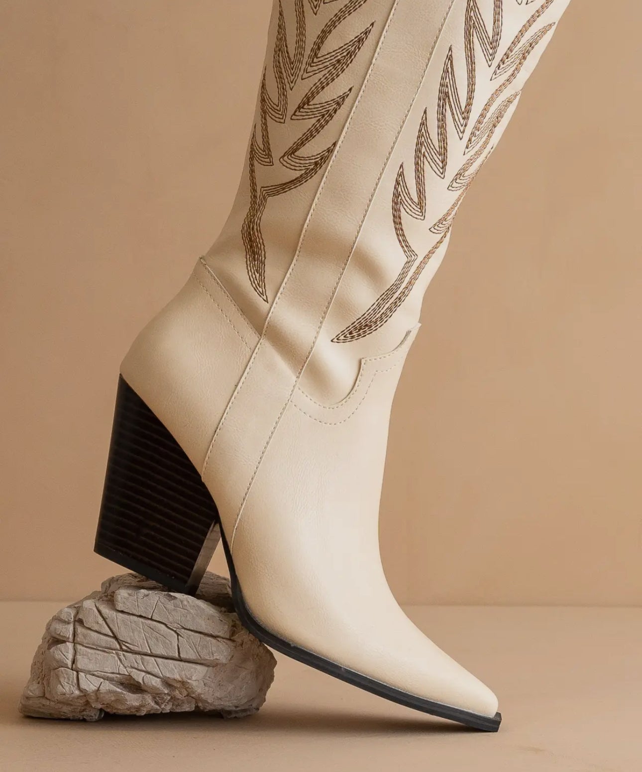 The Bronco Almond, black and  off white | Knee High Cowboy
Western Boots