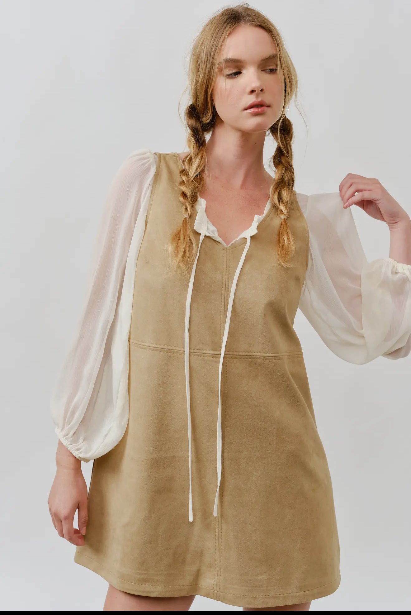 Suede Sleeveless Shift Dress
