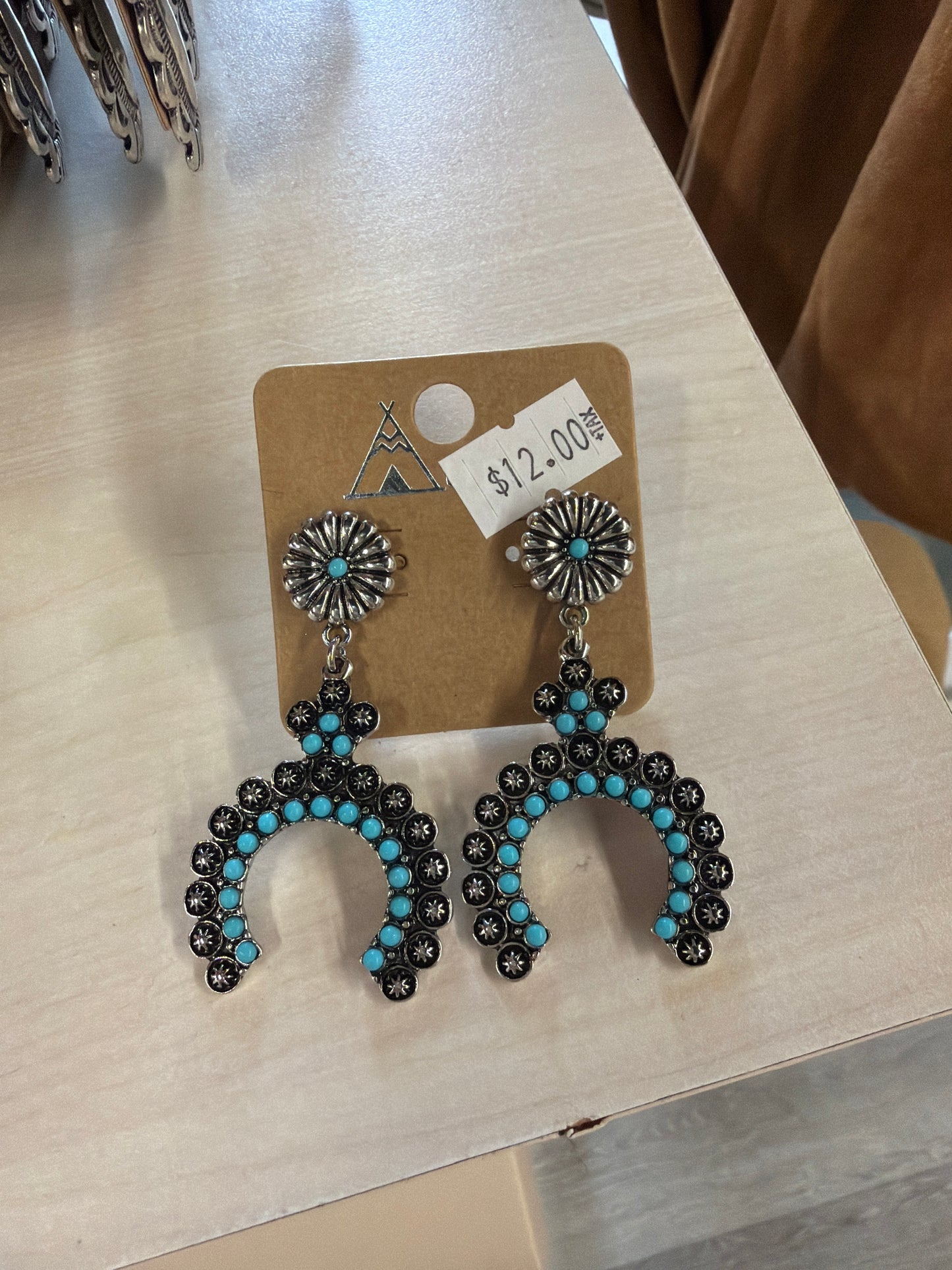 Western Turquoise Concho Dangle Earring