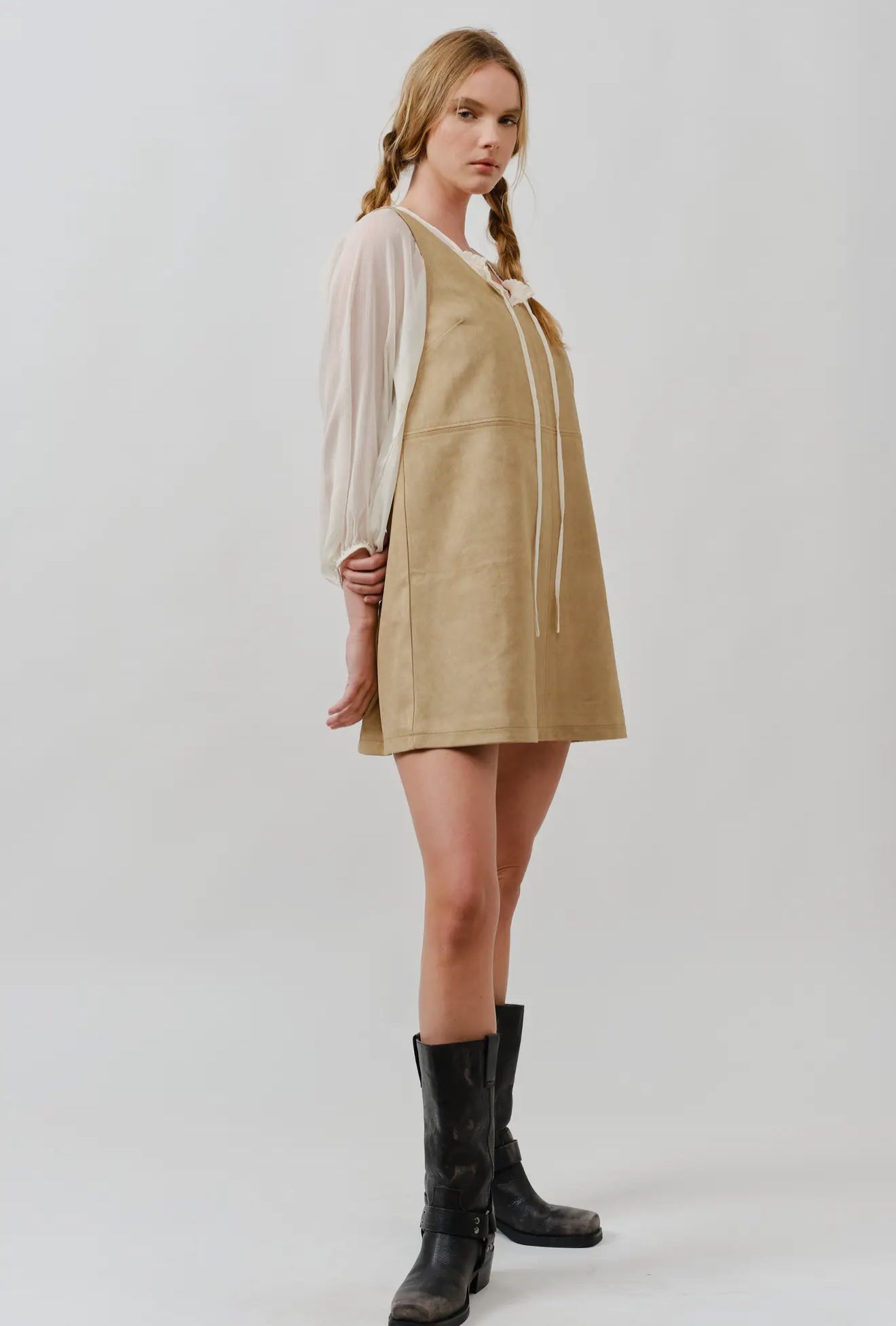 Suede Sleeveless Shift Dress