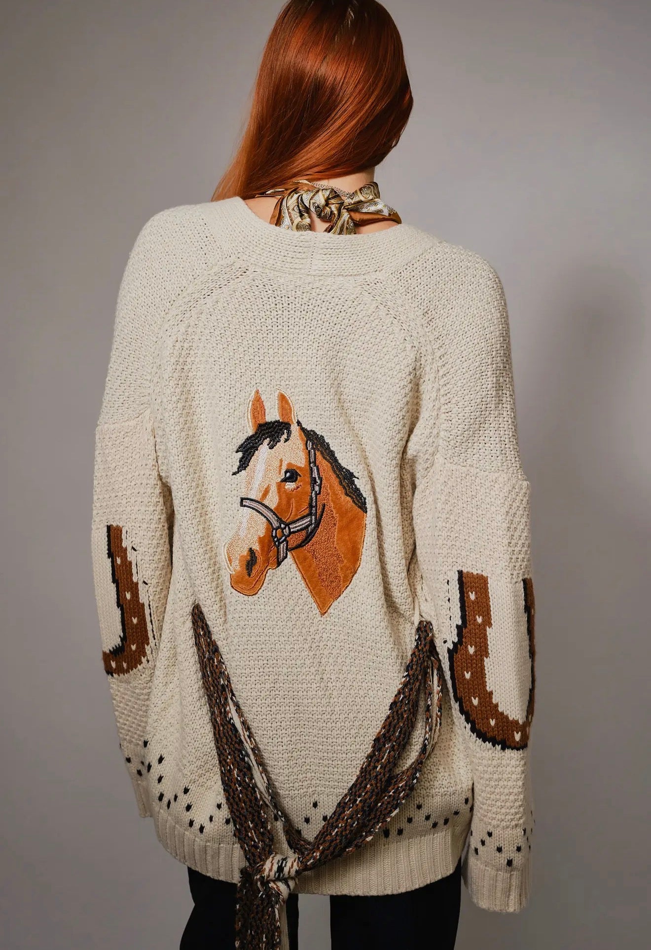 Western Horse Belted
Cardigan Sweater