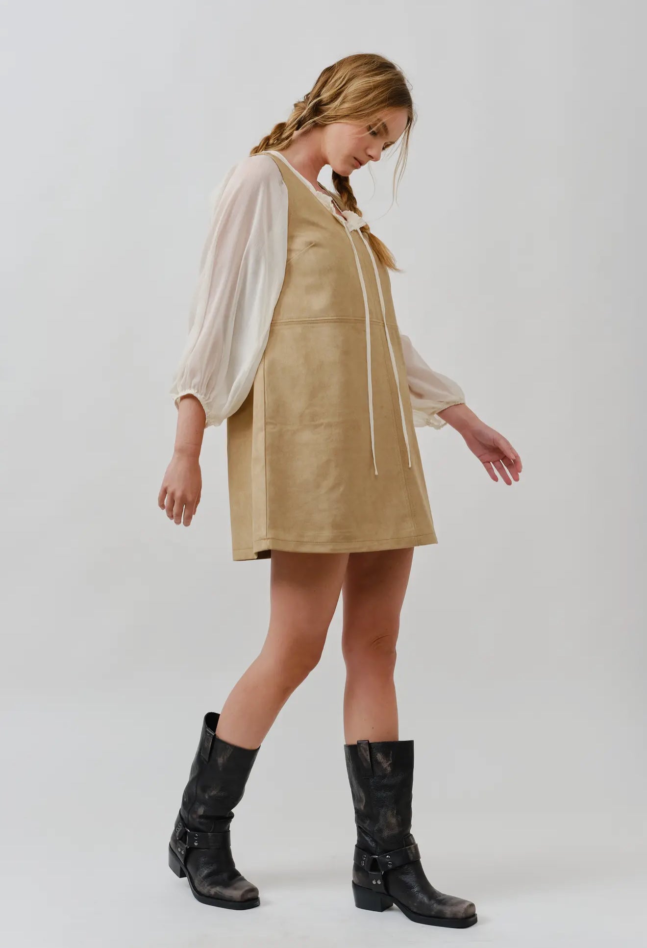 Suede Sleeveless Shift Dress