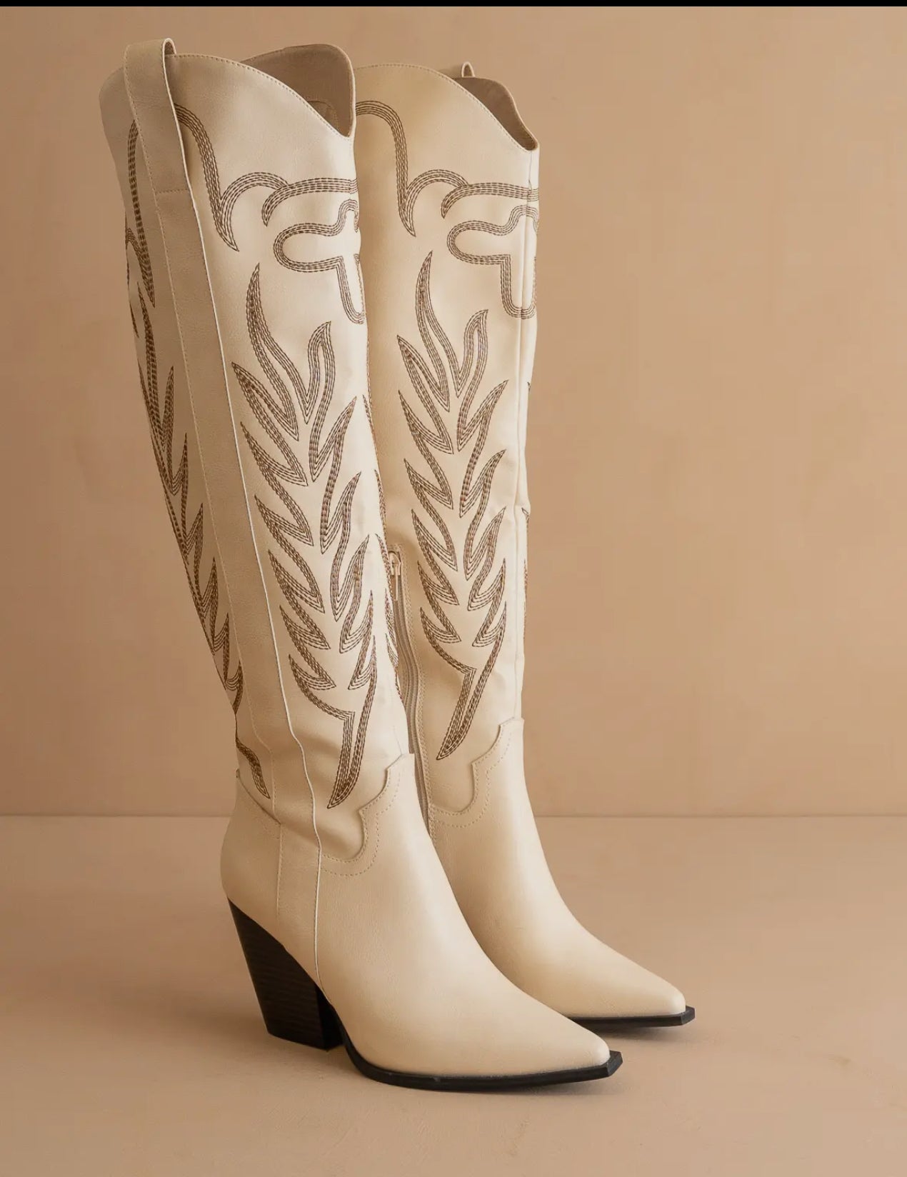 The Bronco Almond, black and  off white | Knee High Cowboy
Western Boots