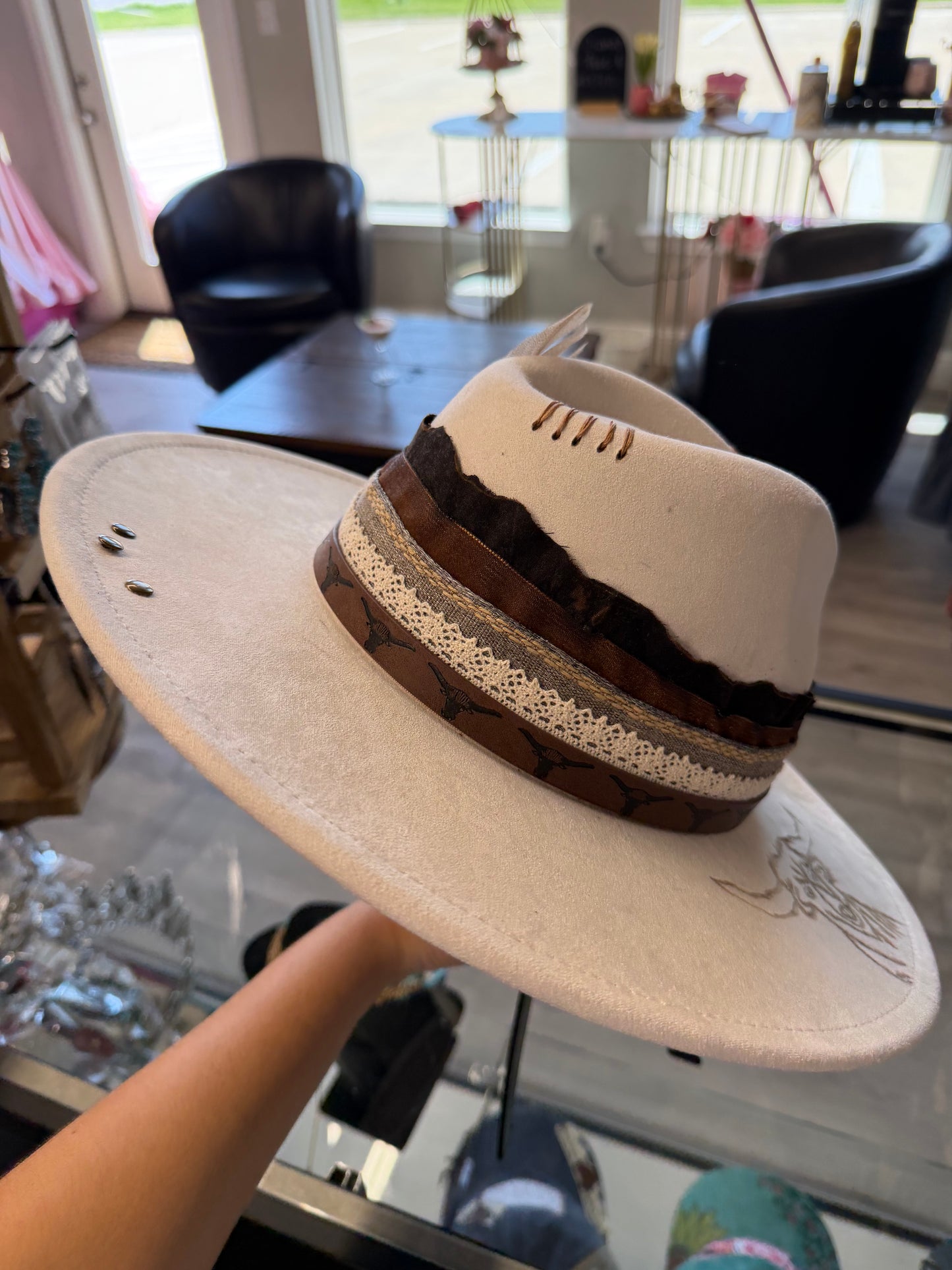 White custom western hat