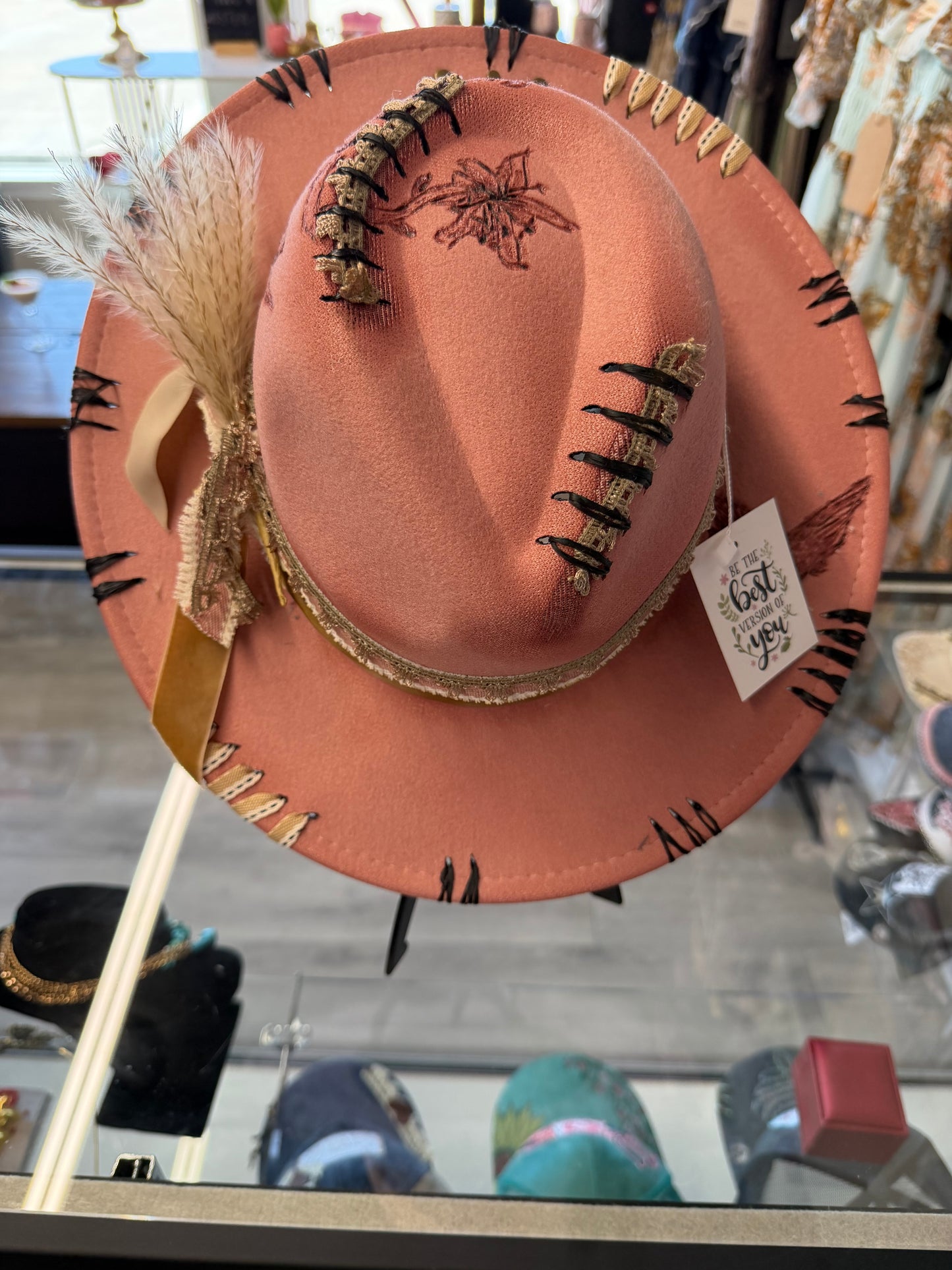 Pink custom hummingbird hat