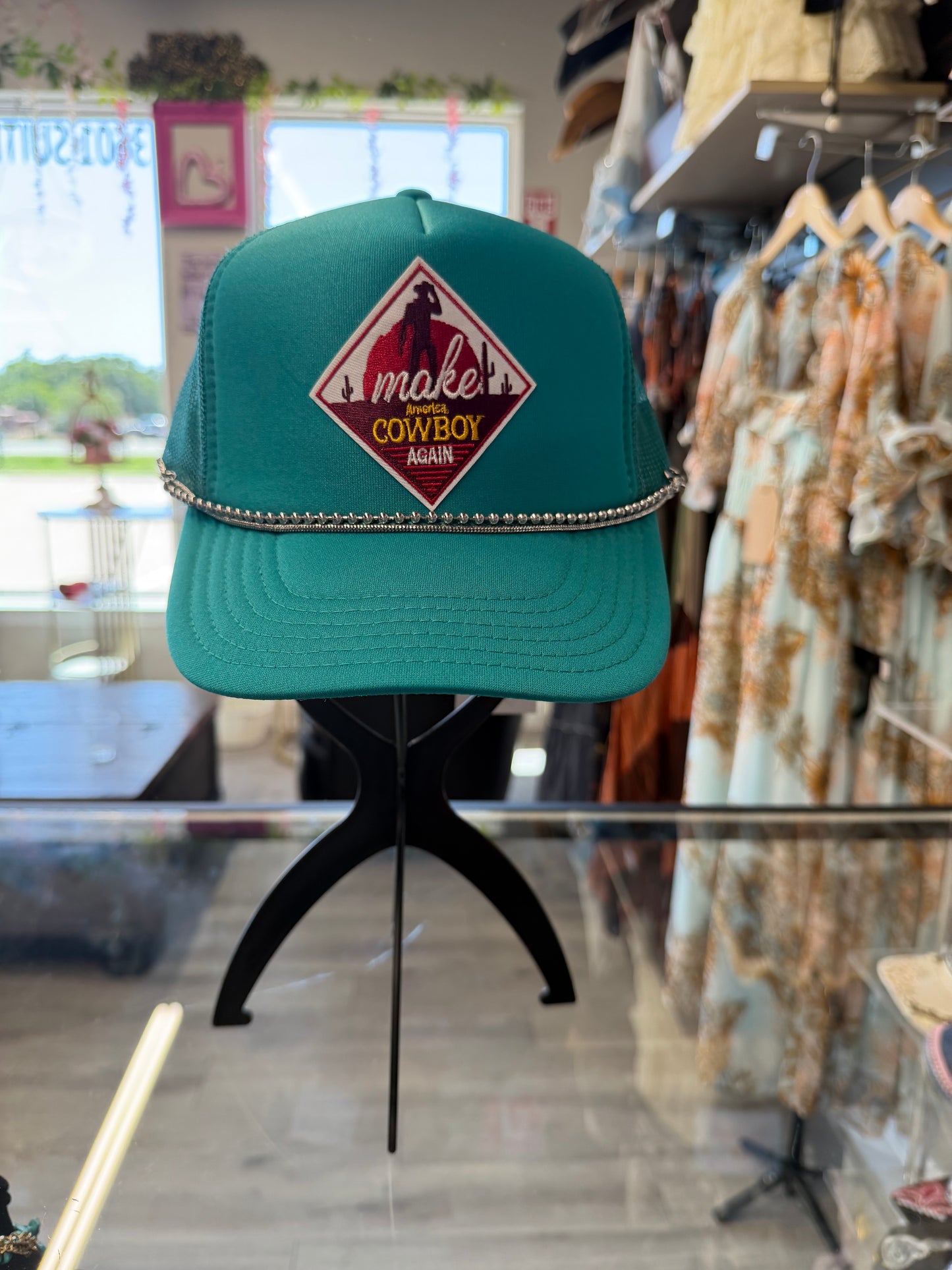 Turquoise western custom cap