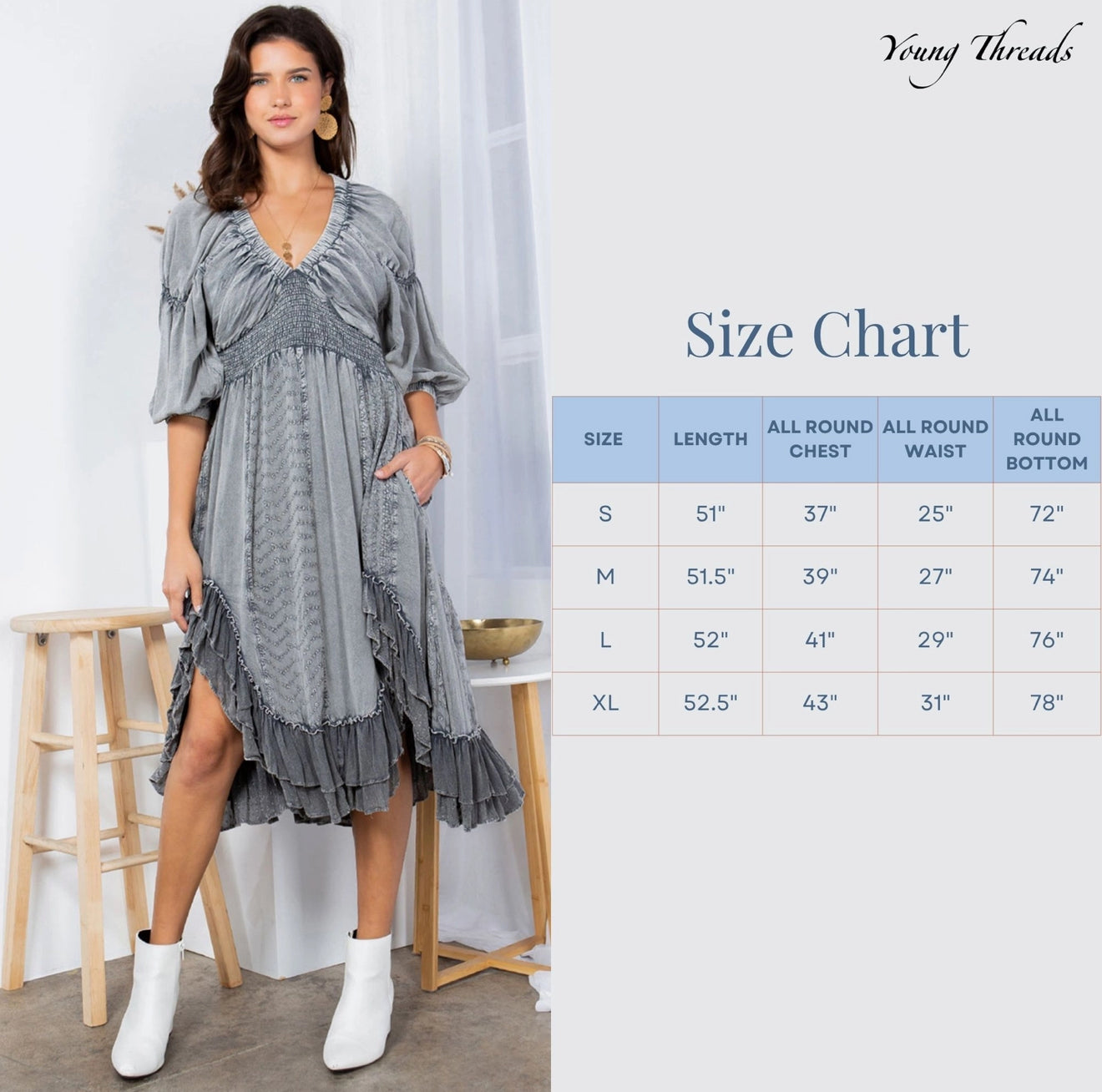 Effortless Elegance: Sheared & Elasticated V-Neck Dress