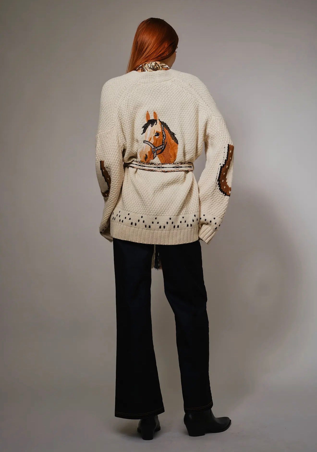 Western Horse Belted
Cardigan Sweater
