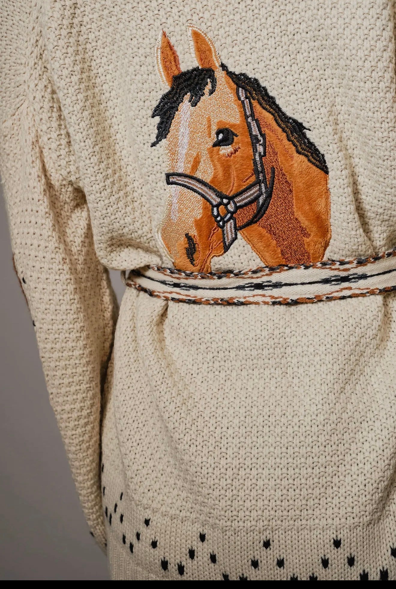 Western Horse Belted
Cardigan Sweater