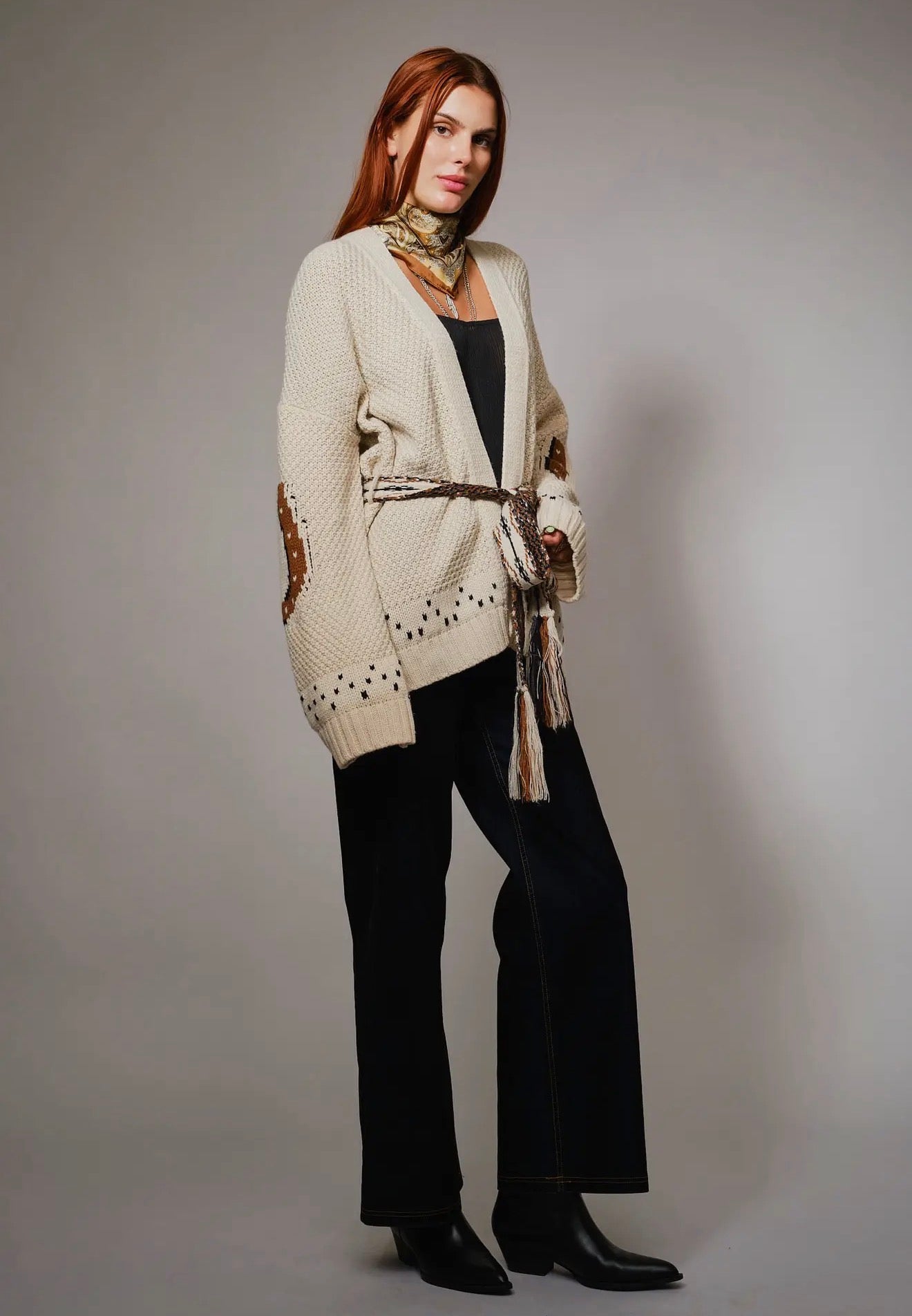 Western Horse Belted
Cardigan Sweater