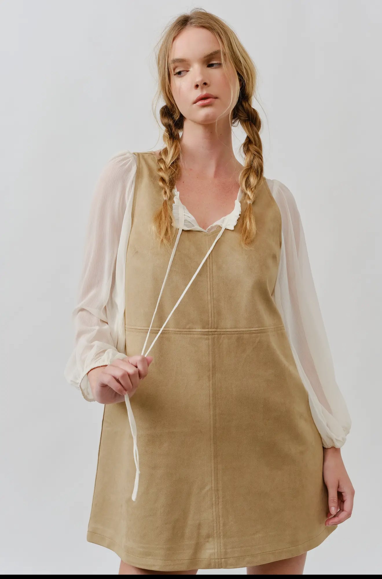 Suede Sleeveless Shift Dress