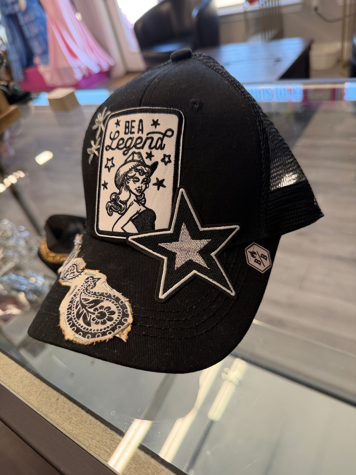 Black custom western cap
