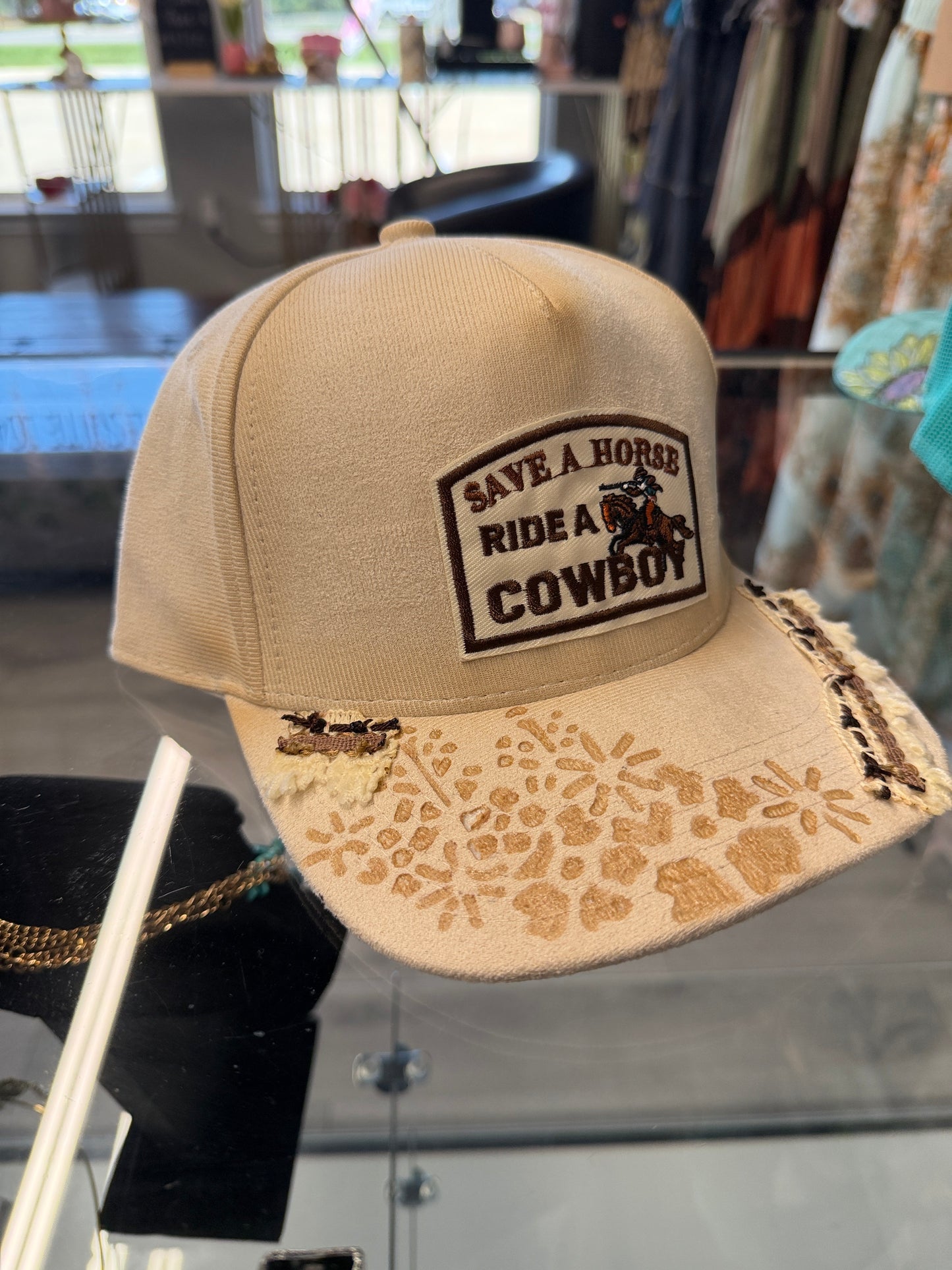 Cream western custom cap