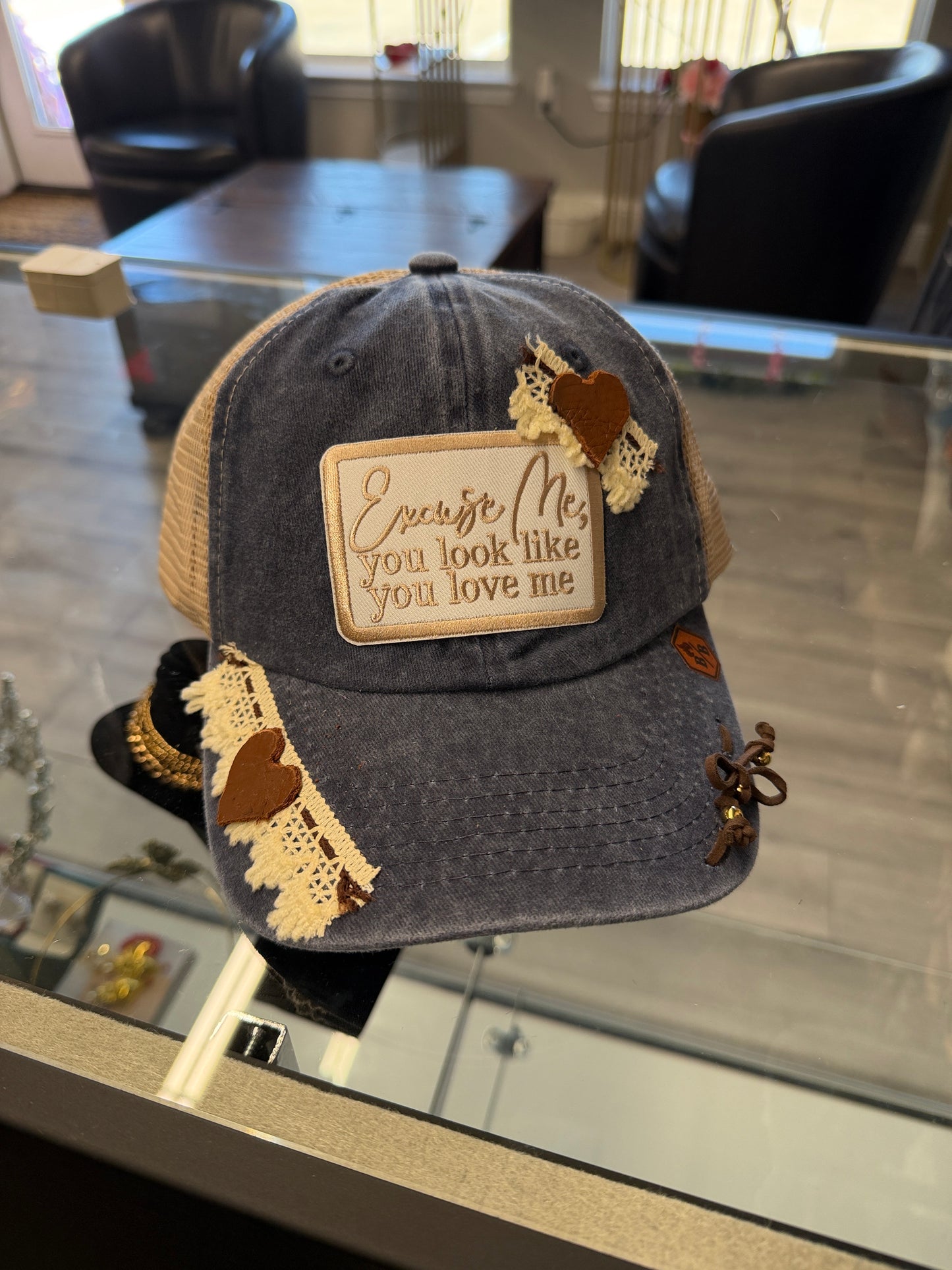 Denim custom western cap