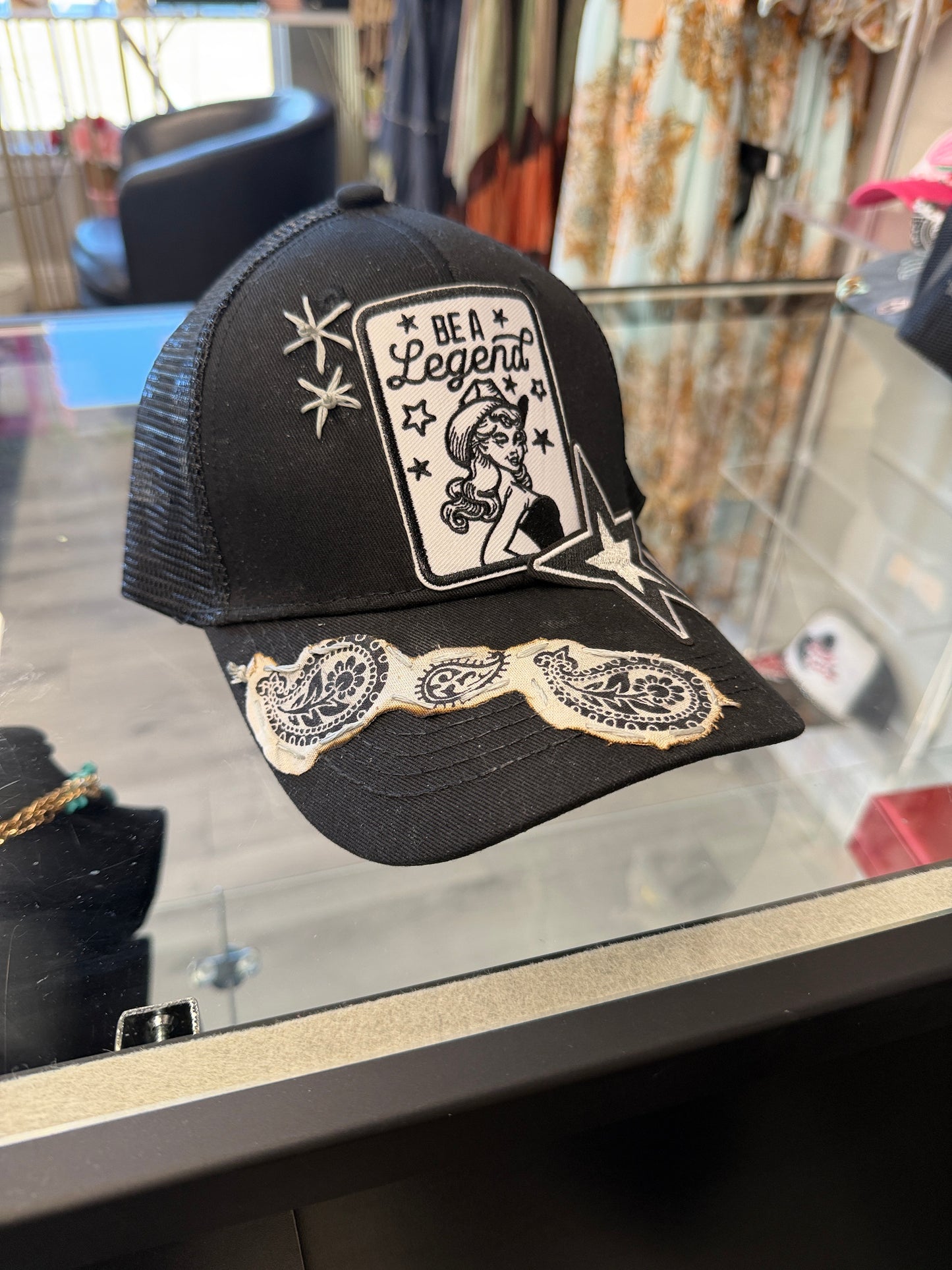 Black custom western cap