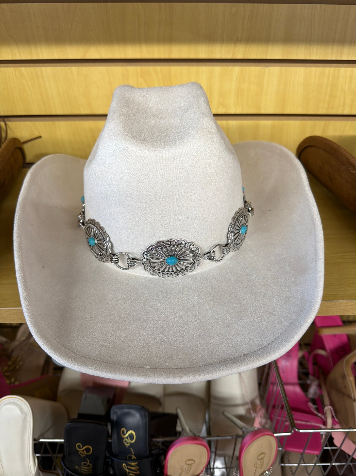Turquoise Oval Stone Strap Western Cowboy Hat