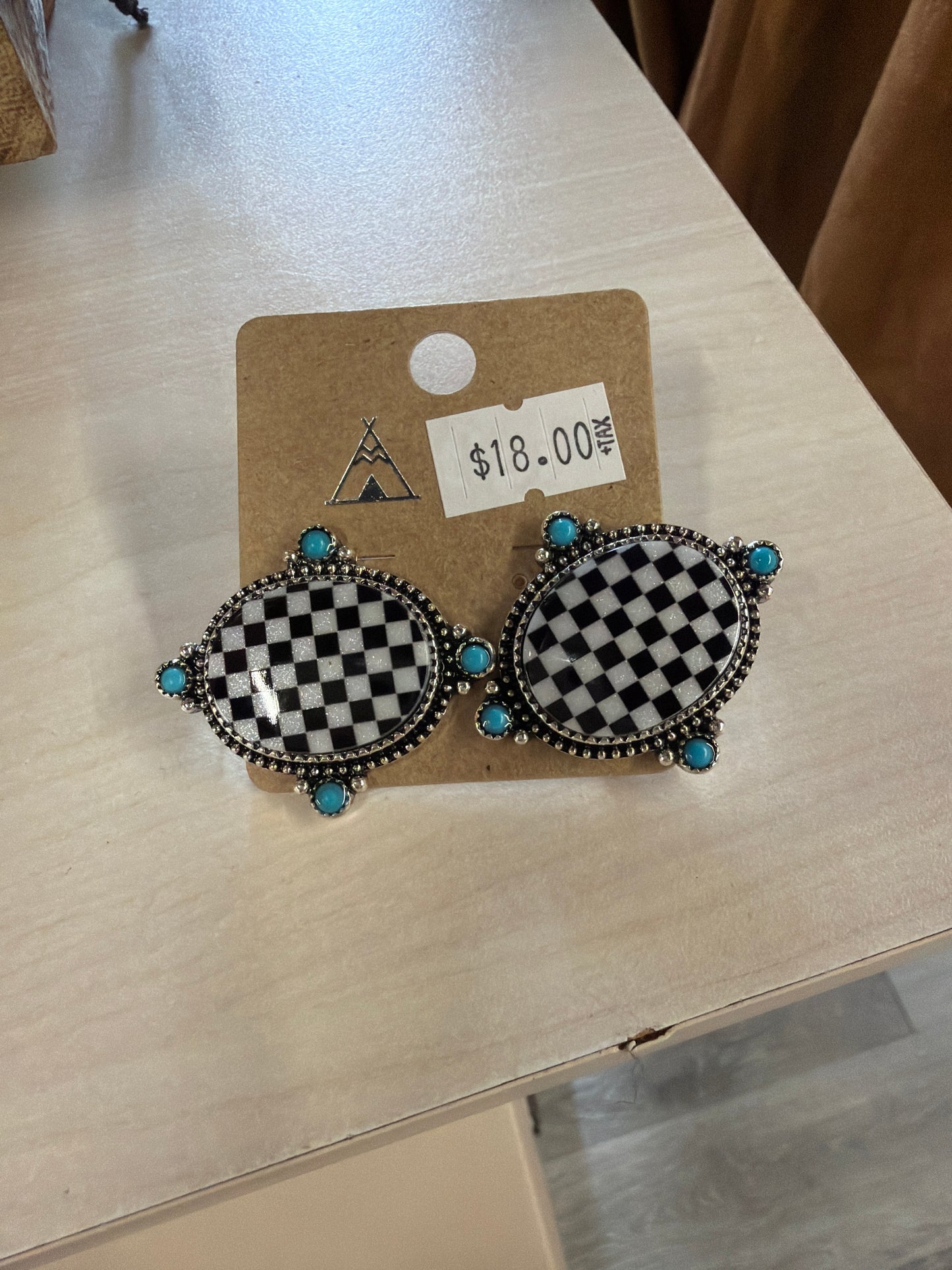 Western Oval Checker Earring