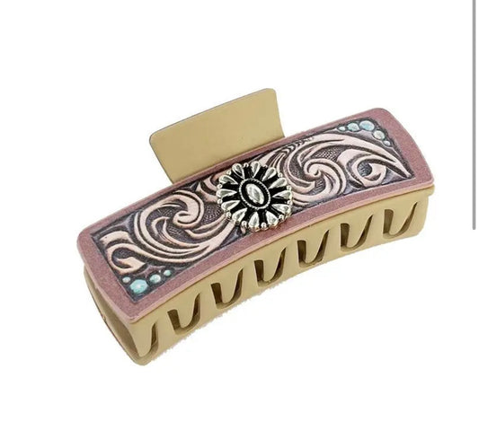 Western Pattern Printed Concho Hair Claw