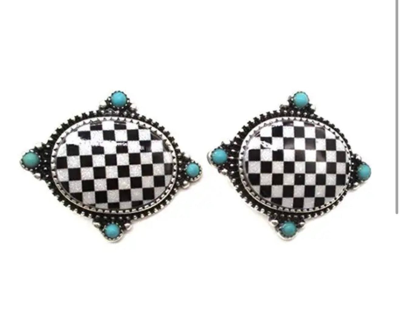 Western Oval Checker Earring