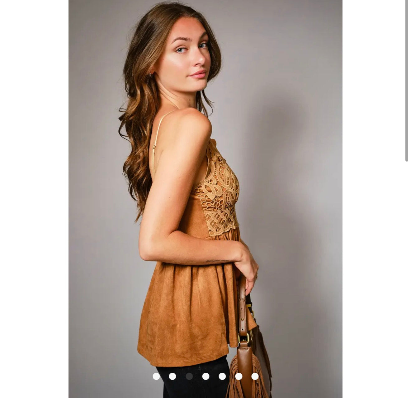 Lace top  Faux Suede Top