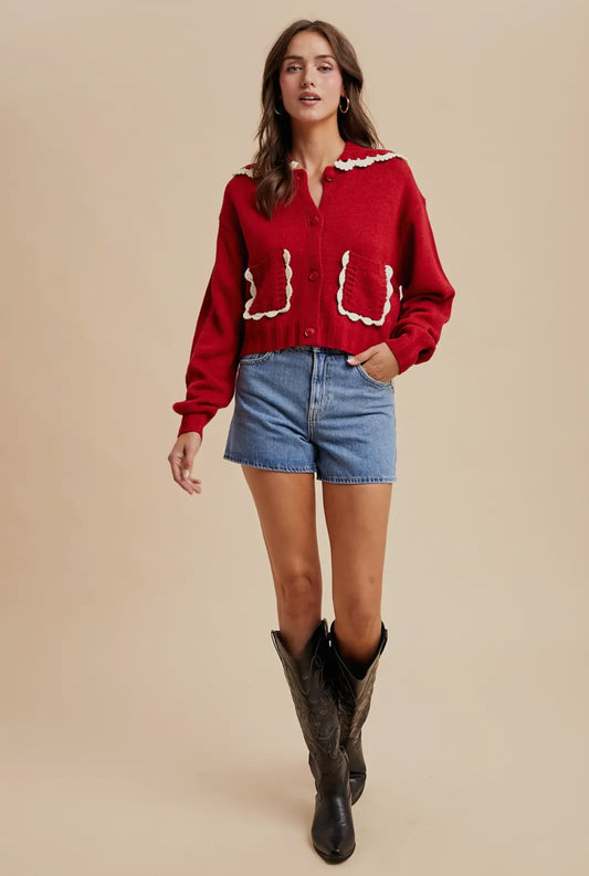 Doll Collar Button Up Cardigan