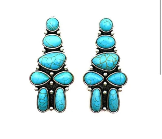 Western Turquoise Stone Dangle Earring