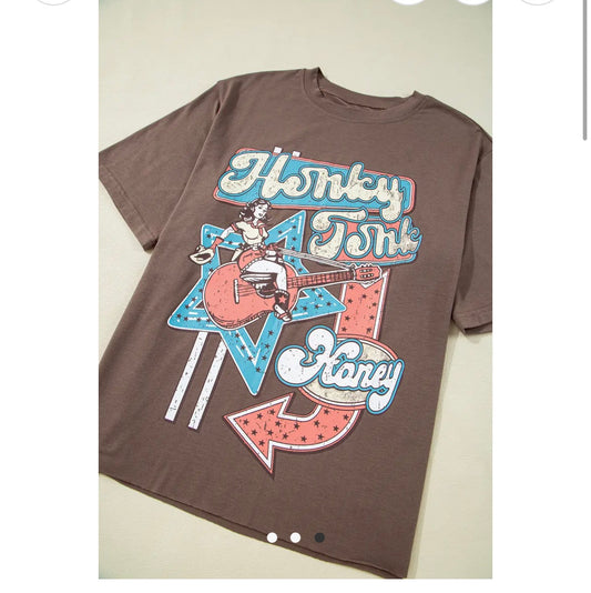 Honky Tonk Honey Graphic Crew Neck
Western Fashion Tee