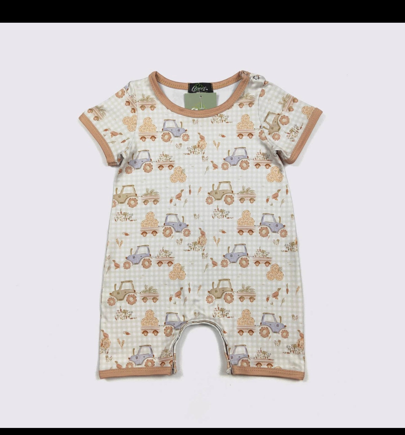 Gingham Hayride Boy Romper
