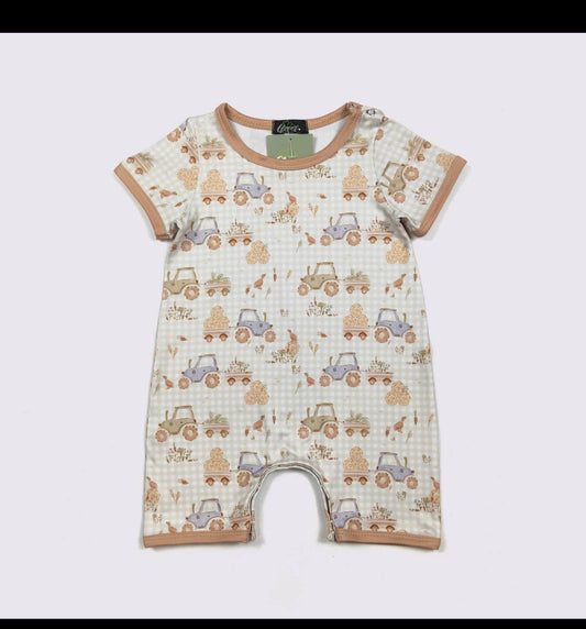 Gingham Hayride Boy Romper