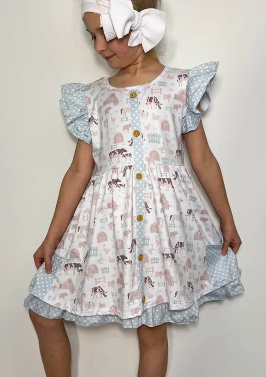 Barnyard Blue Girls Dress