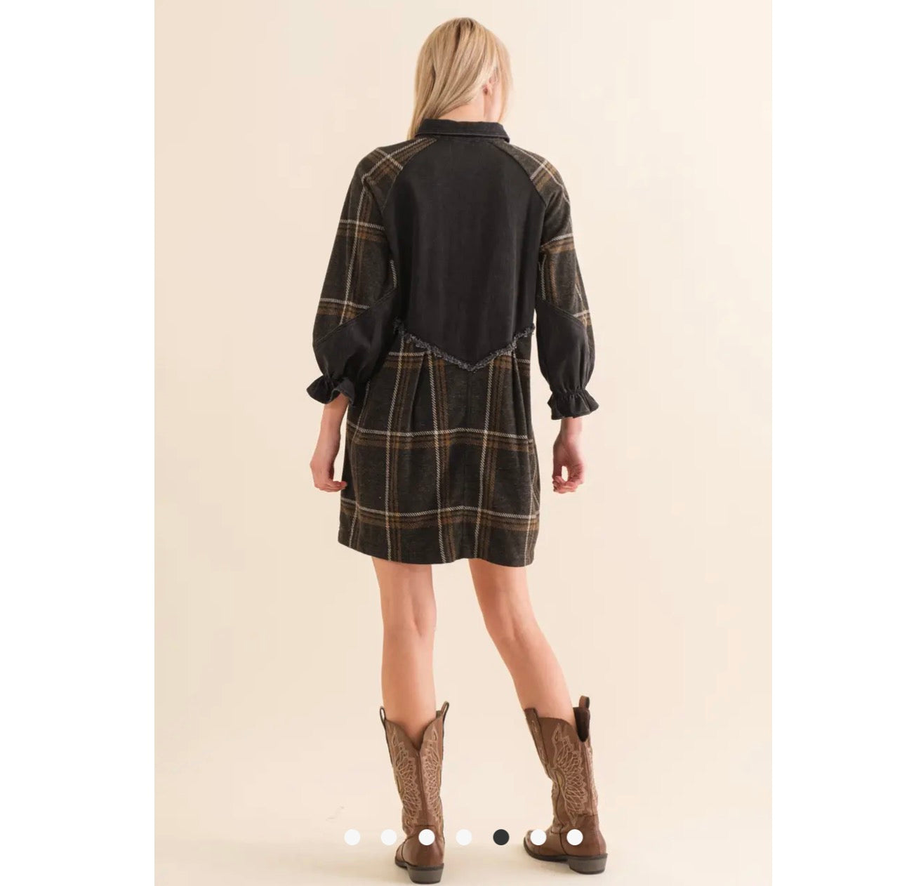Denim Mix Brushed Plaid Button
Up Dress