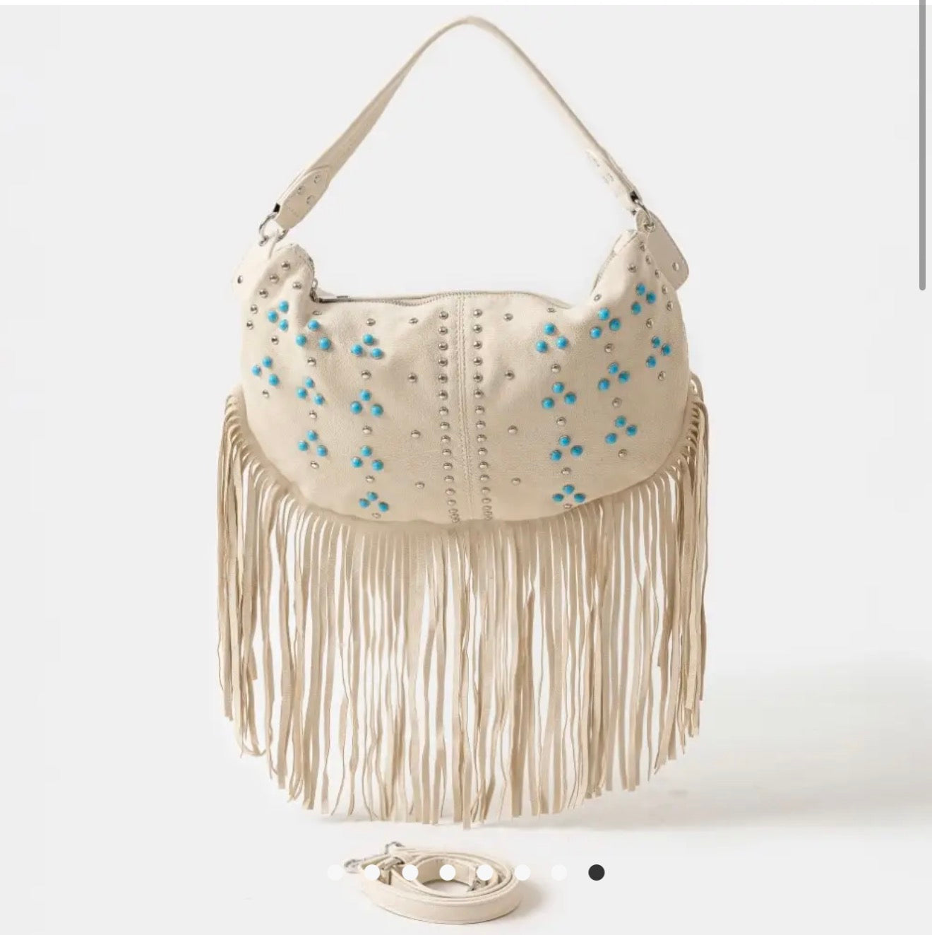 Studded Pattern Multi Fringe Hobo
Shoulder Bag