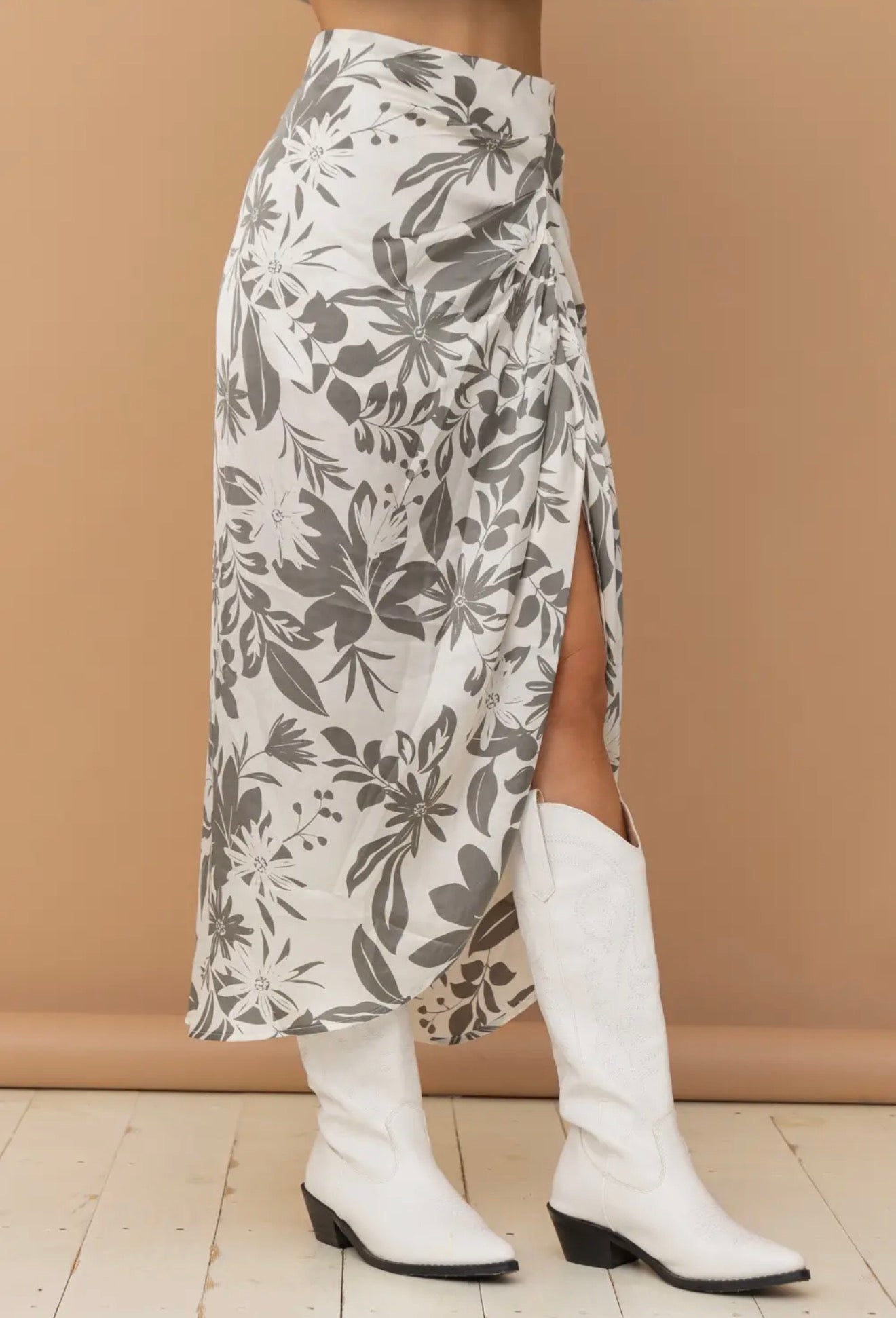 Satin Drape Pleated Skirt