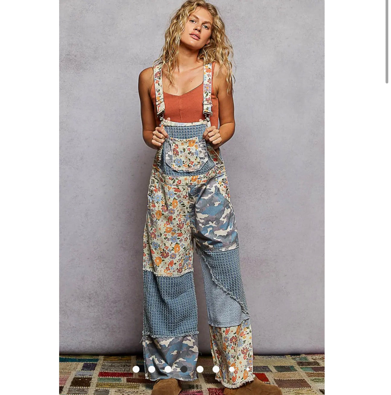Animal Printed Floral Print Frayed Edge
Twill Woven Overalls