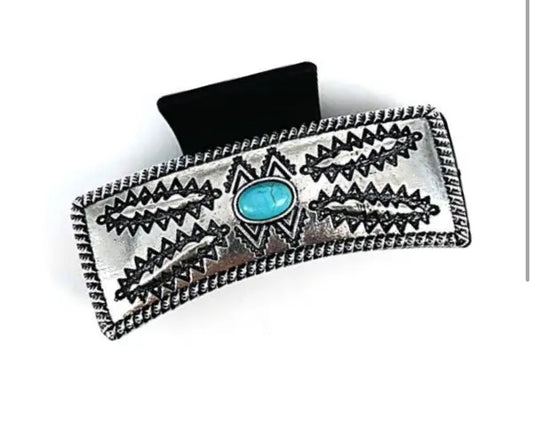 Western Style Turquoise Casting Hair Claw