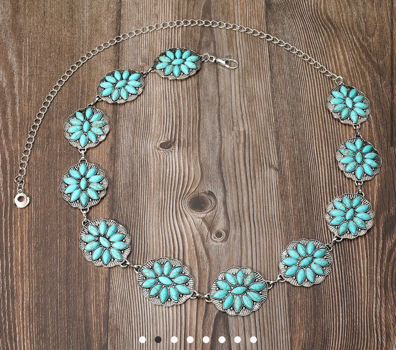 Boho Vintage Western Turquoise Stone
Concho Chain Belt