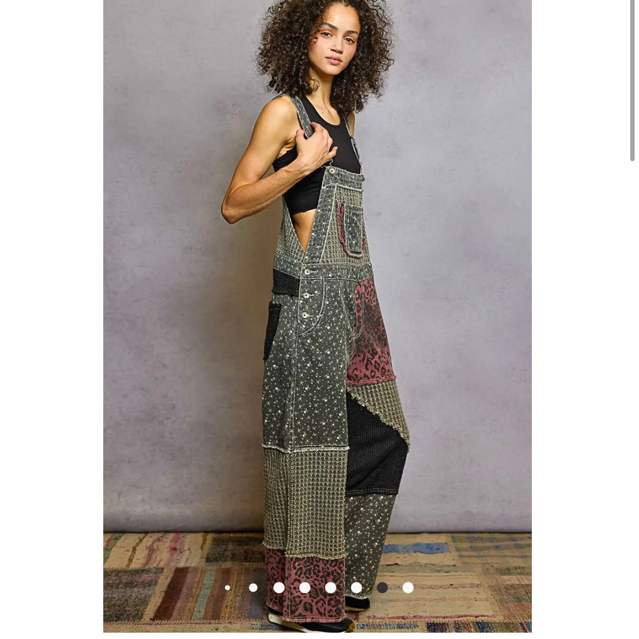 Animal Printed Floral Print Frayed Edge
Twill Woven Overalls