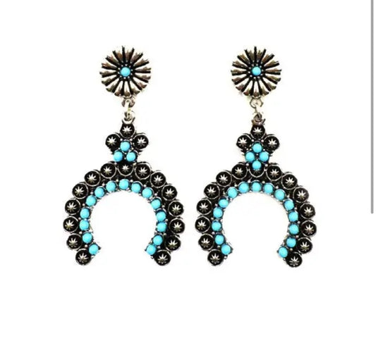 Western Turquoise Concho Dangle Earring