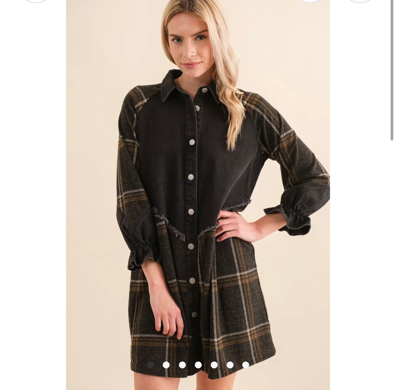 Denim Mix Brushed Plaid Button
Up Dress