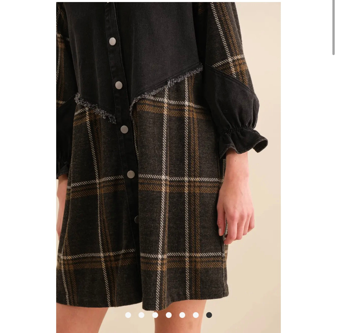 Denim Mix Brushed Plaid Button
Up Dress