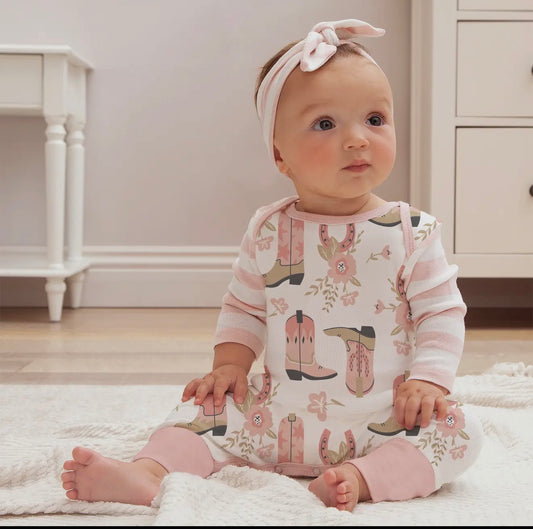 Western Cowgirl Boots Baby
Cotton Romper
