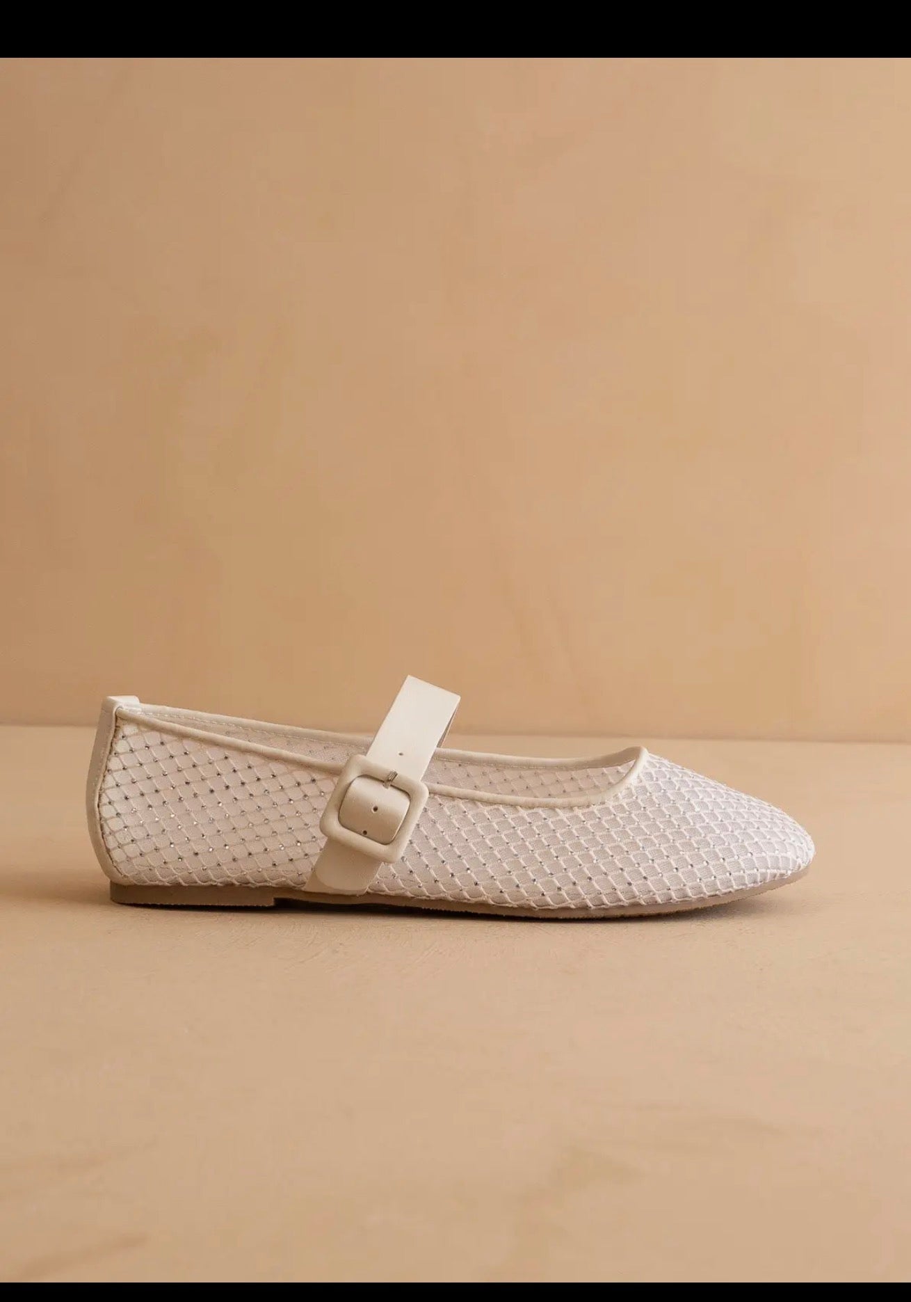 The Gem | Ivory Gem Embellished Mesh Mary Jane Flat