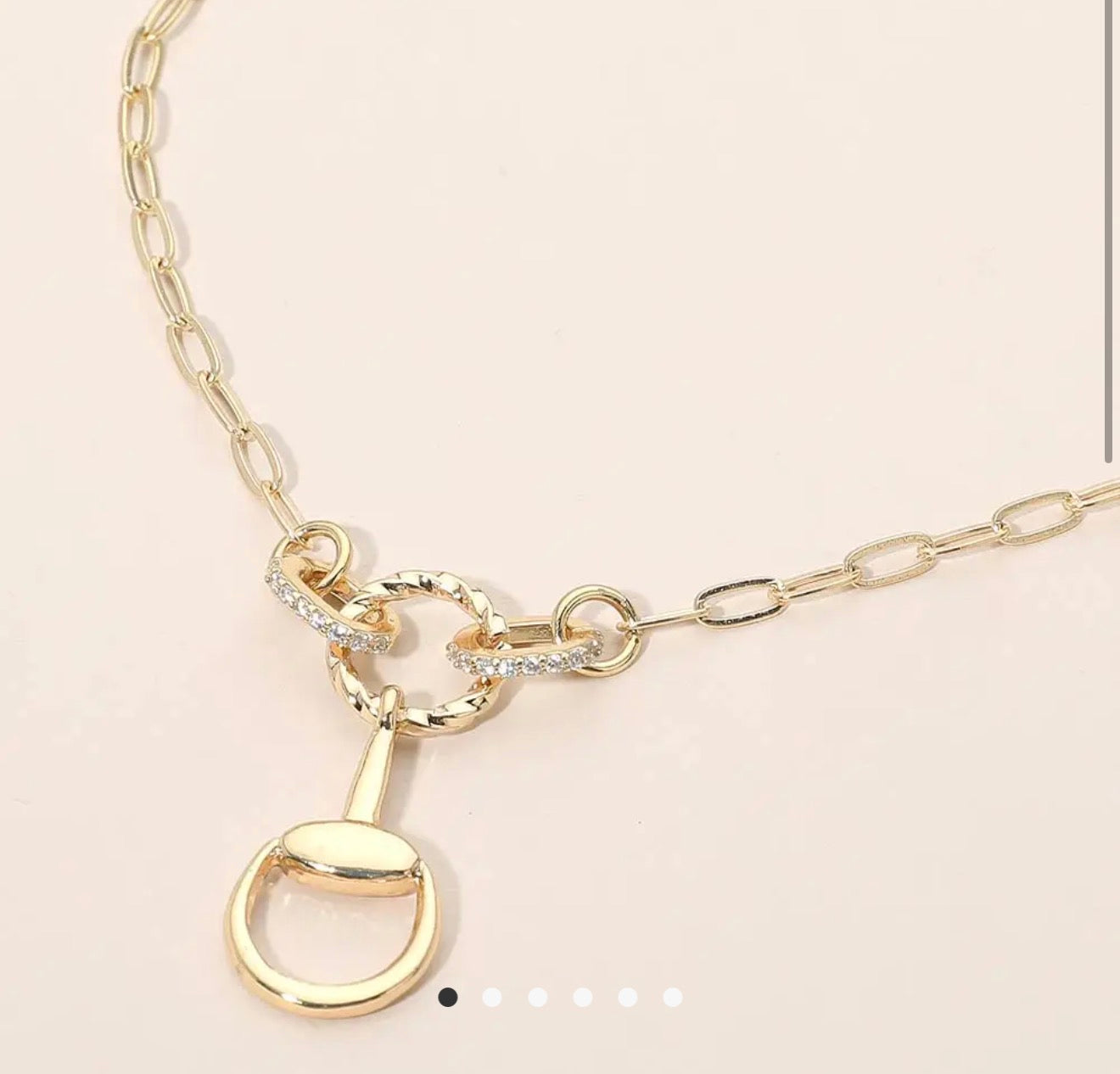 Rhinestone Paved Horseshoe Link
Paperclip Chain Necklace