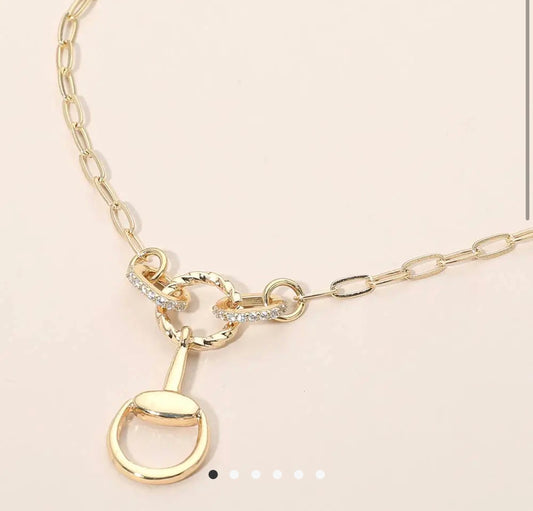 Rhinestone Paved Horseshoe Link
Paperclip Chain Necklace