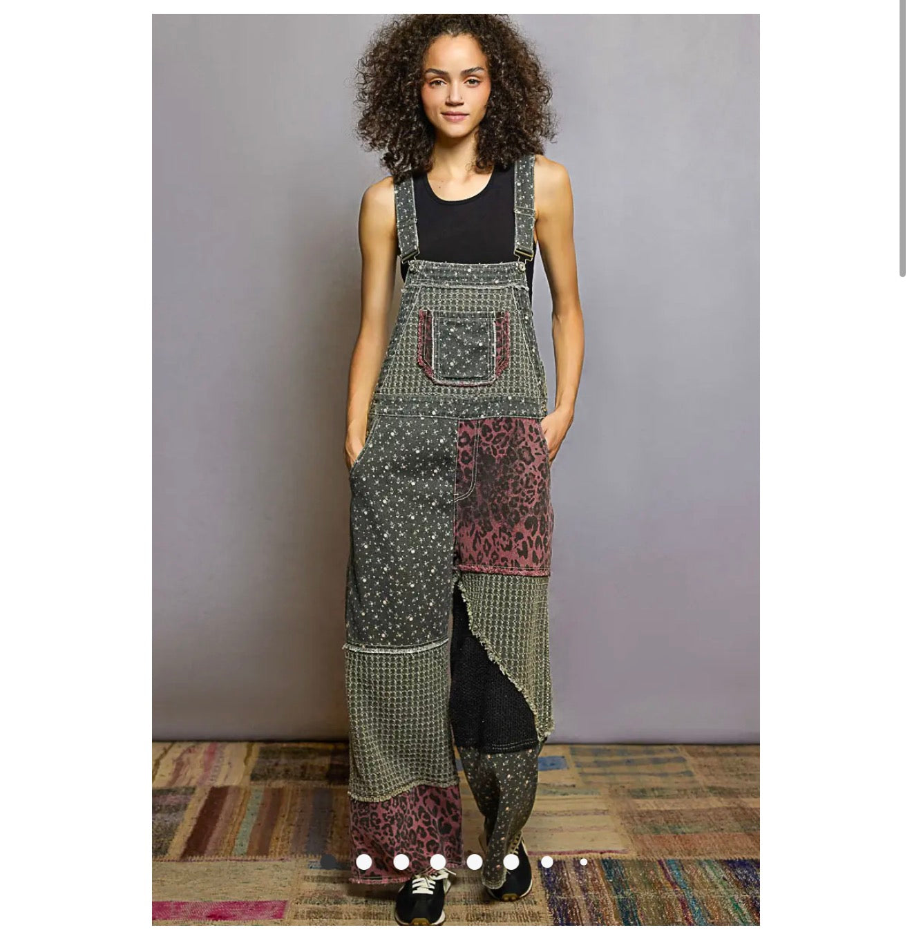 Animal Printed Floral Print Frayed Edge
Twill Woven Overalls