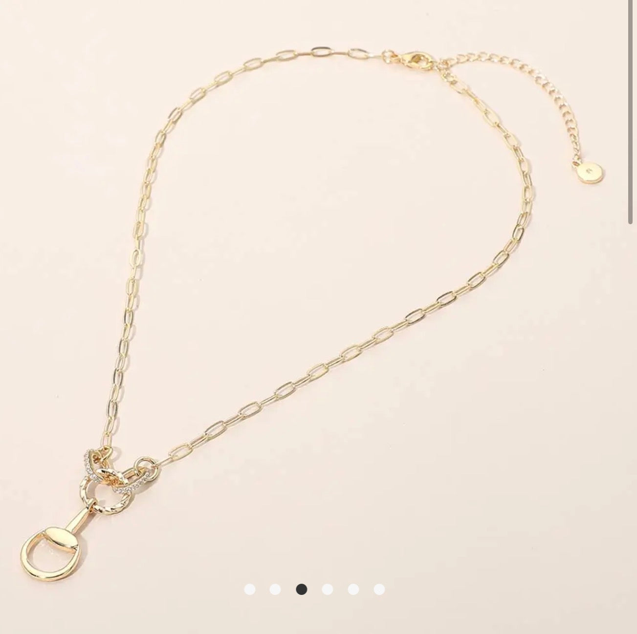 Rhinestone Paved Horseshoe Link
Paperclip Chain Necklace