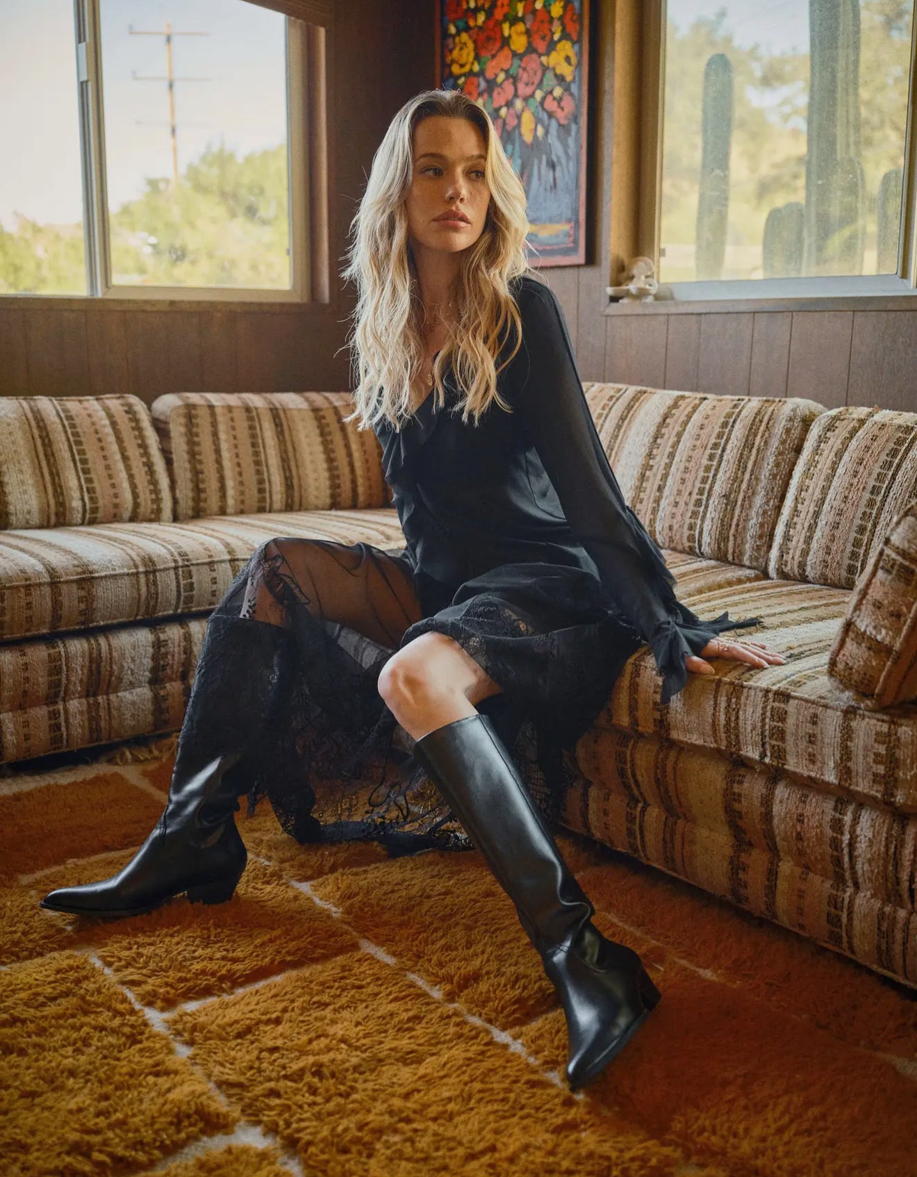 Blue B Sheer Mesh Lace Mini Lined
Maxi Skirt