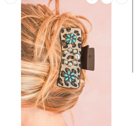 Western Leopard Print Gem Turquoise
Detail Jaw Hair Clip