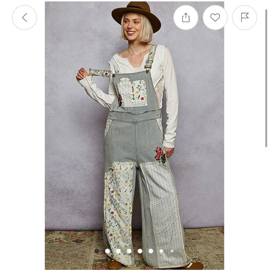 Oversized Fit Floral Patchwork
Embroidery Overall