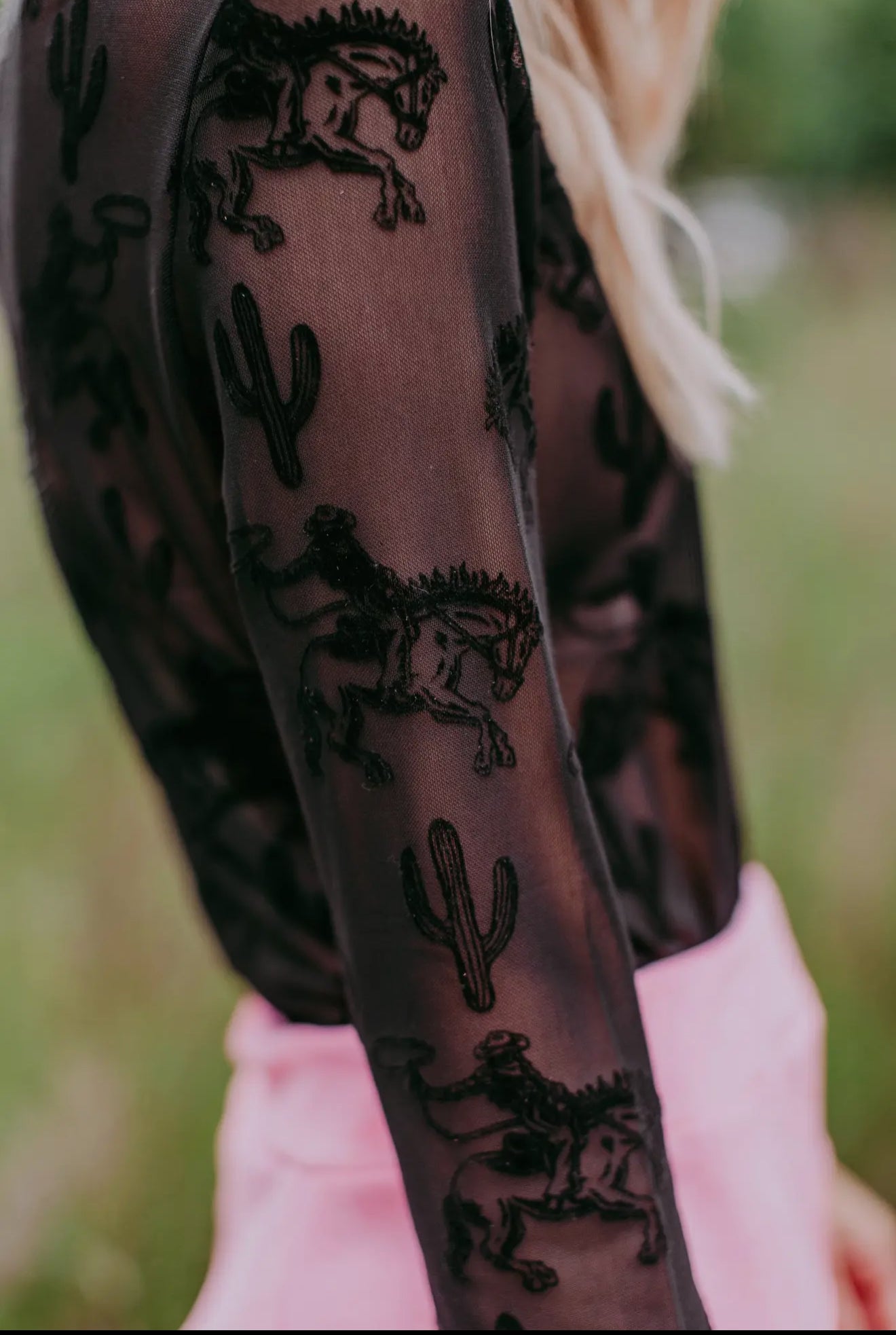 Velvet Mesh Top Black